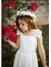 Ivory Lace Chiffon Cross Back Bohemian Flower Girl Dress